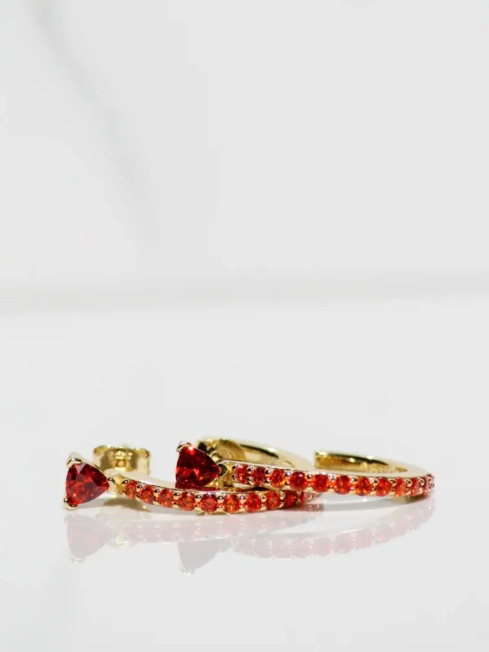 Native Gem Triage Huggies Padparadscha CZ 14K Gold‎ Vermeil Orange Gemstone